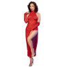 Chilirose - Cr 4853 Robe En Dentelle Rouge Avec Gants S/M